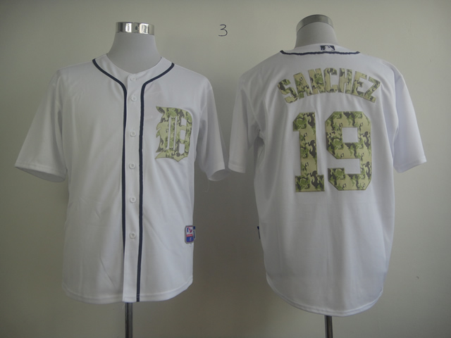 Men Detroit Tigers #19 Sanchez White Camo MLB Jerseys
